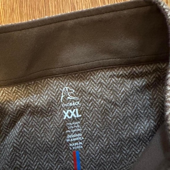 Rhoback Men's Quarter Zip Golf Herringbone Brown Active Size 2XL XXL - Picture 4 of 6